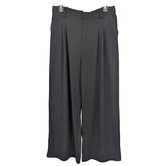 Halara Wide Leg Pleated Trousers Women Size L Pull On Pants Minimalist Stretch - Picture 1 of 12